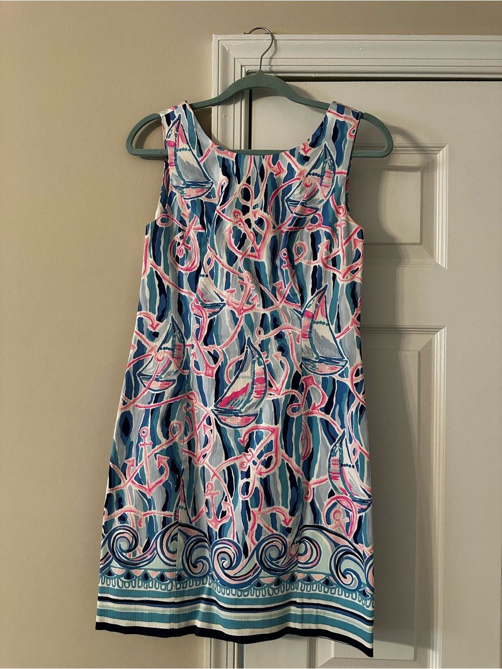 Lilly Pulitzer Nautical Pink & Blue Sleeveless Shift Dress